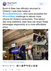 governo de Ontário derruba preço da cerveja