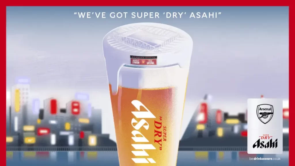Arsenal também firma parceria com a Asahi Super Dry e renova com Athletic Brewing (Crédito: Site oficial do Arsenal)