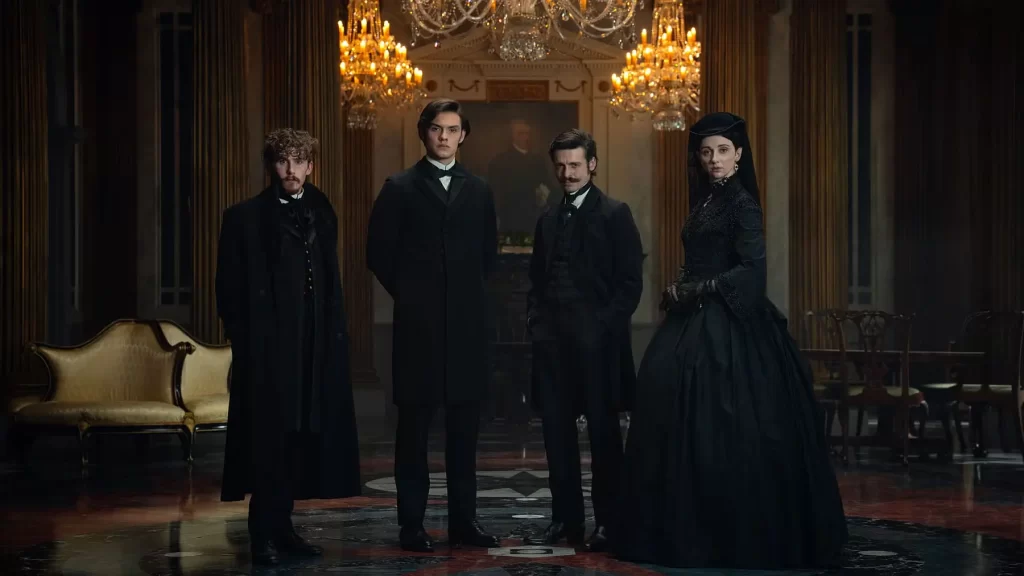 Série "House Of Guinness" contar a história da sucessão de Benjamin Guinness, que morre em 1868, e como seu testamento impacta na vida dos quatro herdeiros: Arthur (Anthony Boyle), Edward (Louis Partridge), Anne (Emily Fair), e Ben (Fionn O’Shea) (Crédito: Netflix)