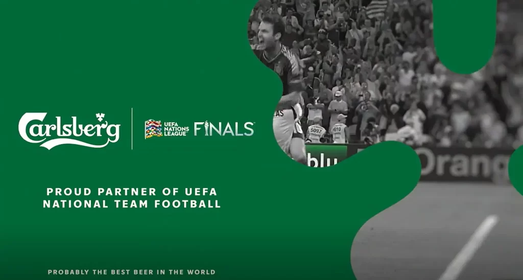 Carlsberg assinou um acordo de longo prazo com a UEFA para se tornar a Cerveja Oficial do Futebol de Seleções da Europa (Crédito: reprodução de vídeo/UEFA)
