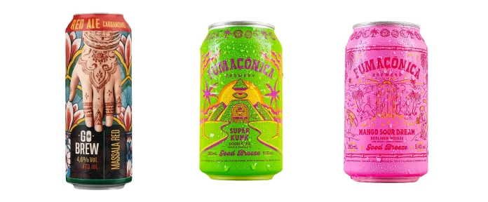 O Prêmio Lata Mais Bonita do Brasil na categoria Cervejarias premiou a Go Brew, de Anápolis (GO), e a Fumaçônica, de Curitiba (PR) (Crédito: Divulgação)