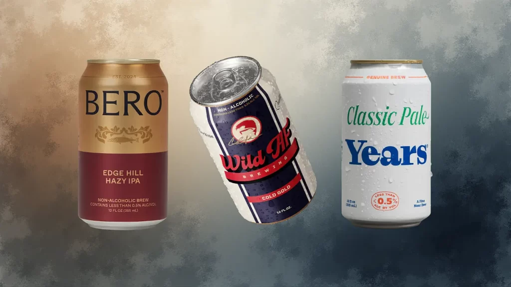 Cervejas das marcas Bero, de Tom Holland, Wild, de Charlie Sheen e Years, de John Mulaney (Crédito: Divulgação)