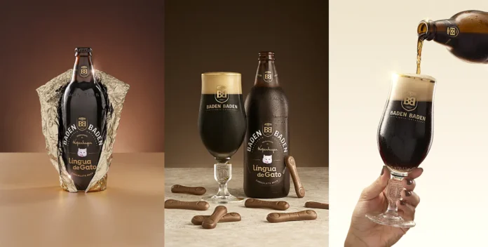 Baden Baden Língua de Gato é feita com cacau e chocolate na receita (Crédito: Arte Guia da Cerveja com imagens de divulgação)