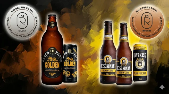 Três cervejas da Baden Baden e uma da Eisenbahn foram premiadas no Australian International Beer Awards (Crédito: Imagem criada com IA / Gemini)