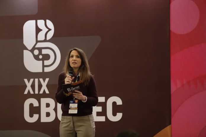Tatiana Zaccaro, diretora de negócios da GL events, anunciou a mudança da feira para Brasil Brau & Beverage ainda na abertura do evento (Crédito: Divulgação / DP Conteúdo)