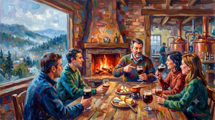 No turismo cervejeiro de inverno, as pessoas ficam mais receptivas aos sabores e aromas das cervejas (Crédito: Imagem criada com IA / Gemini)