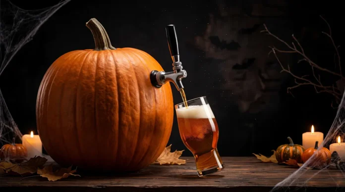 A Pumpkin Ale, cerveja de abóbora, diminuiu, mas não sumiu completamente no Brasil. Ícone do Halloween, algumas ainda podem ser encontradas no fim de outubro nos balcões dos bares e cervejarias (Crédito: Imagem criada por IA / Gemini)